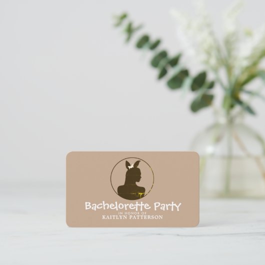 Bunny Girl, Elegant Bachelorette Party Ticket Informatiekaartje (Staand voorkant)