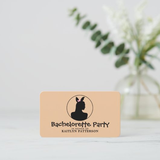 Bunny Girl, Elegant Bachelorette Party Ticket Informatiekaartje (Staand voorkant)