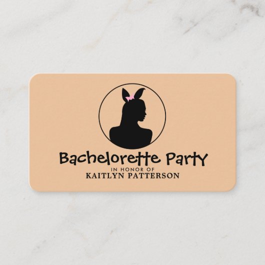 Bunny Girl, Elegant Bachelorette Party Ticket Informatiekaartje (Voorkant)