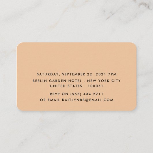 Bunny Girl, Elegant Bachelorette Party Ticket Informatiekaartje (Achterkant)