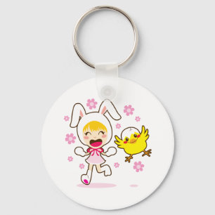 Bunny Girl en Little Chick Sleutelhanger