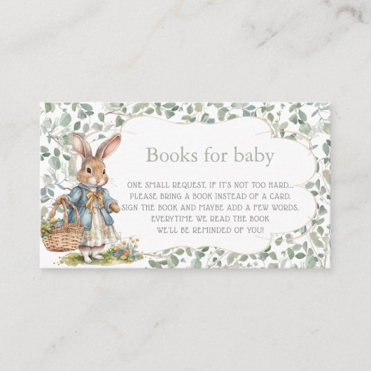 Bunny Girl Greenery Baby shower Boekaanvraag Informatiekaartje (Voorkant)