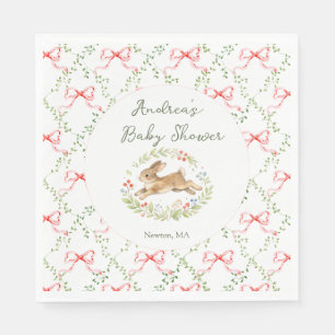 Bunny Girl Roze Bloem Boeket Baby Shower Servet