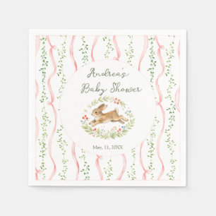 Bunny Girl Roze Bloem Boog Baby Shower Servet