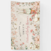 Bunny Girl Welkom virtueel Baby shower Spandoek (Verticaal)