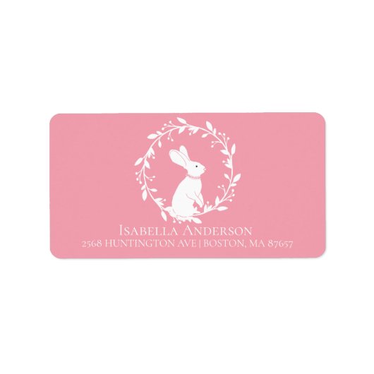 Bunny Girls Baby shower adreslabel Etiket (Voorkant)