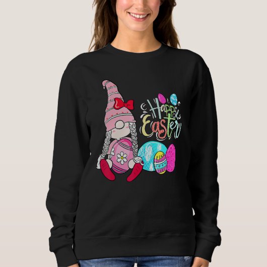 Bunny Gnome Hug Easter Eggs Hunting Happy Easter Trui (Voorkant)