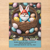 Bunny Gnome in Basket Easter Egg Hunt Acryl Uitnodigingen (Voorkant)