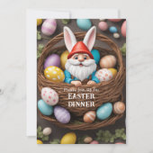 Bunny Gnome Mand van Eieren Paasdiner Kaart (Voorkant)
