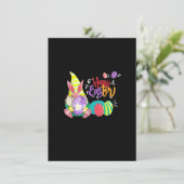 Bunny Gnome Rabbit Eggs Hunting Funny Happy Easter Kaart (Staand voorkant)