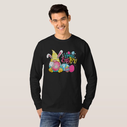 Bunny Gnome Rabbit Eggs Hunting Happy Easter Day   T-shirt (Voorkant volledig)