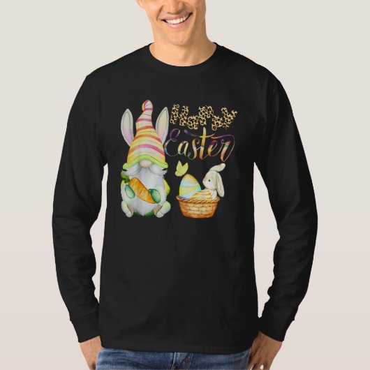 Bunny Gnome Rabbit Eggs Hunting Happy Paasdag C T-shirt (Voorkant)
