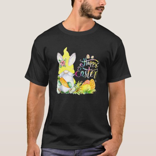 Bunny Gnome Rabbit Eggs Hunting Happy Paasdag F T-shirt (Voorkant)