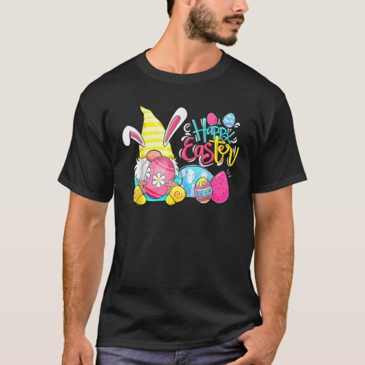 Bunny Gnome Rabbit Eggs Hunting Happy Paasdag F T-shirt (Voorkant)