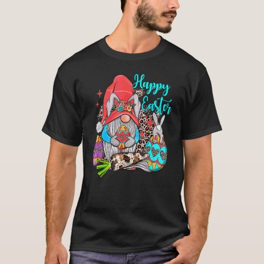 Bunny Gnome Rabbit Eggs Hunting Happy Paasdag F T-shirt (Voorkant)