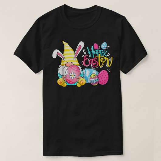 Bunny Gnome Rabbit Eggs Hunting Happy Paasdag F T-shirt (Design voorkant)