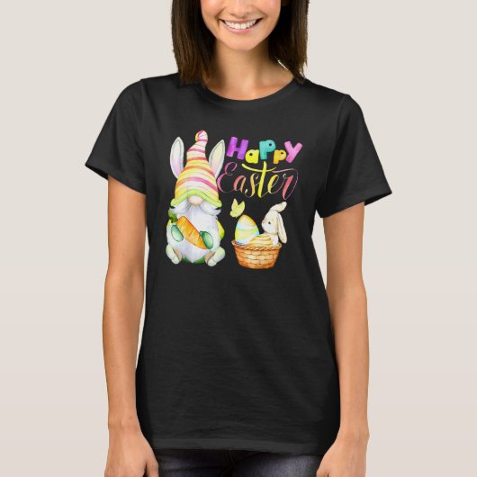 Bunny Gnome Rabbit Eggs Hunting Happy Paasdag F T-shirt (Voorkant)