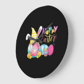 Bunny Gnome Rabbit Eggs Hunting Happy Paasdag Grote Klok (Hoek)