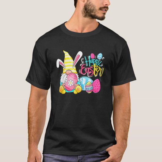Bunny Gnome Rabbit Eggs Hunting Happy Paasdag T-shirt (Voorkant)