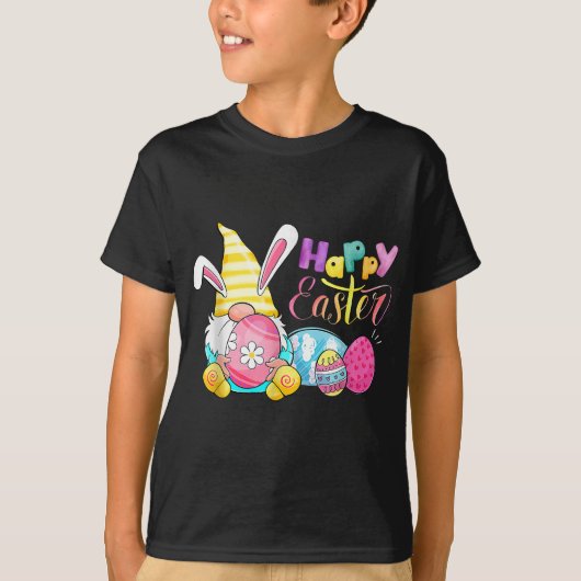Bunny Gnome Rabbit Eggs Hunting Happy Paasdag T-shirt (Voorkant)