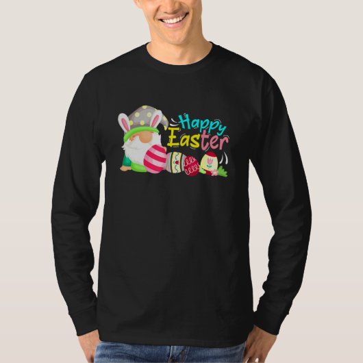 Bunny Gnome Rabbit Eggs Hunting Happy Paasdag T-shirt (Voorkant)