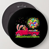 Bunny Goat Riding Pickup Truck Easter Tree Fl Ronde Button 6,0 Cm (Voorkant /achterkant)