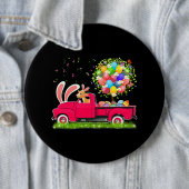 Bunny Goat Riding Pickup Truck Easter Tree Fl Ronde Button 6,0 Cm (In situ)