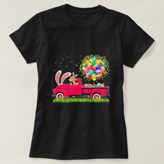 Bunny Goat Riding Pickup Truck Easter Tree Fl T-shirt (Design voorkant)