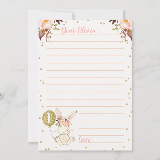 Bunny Gold ballon Theme Time Capsule Kaart (Voorkant)