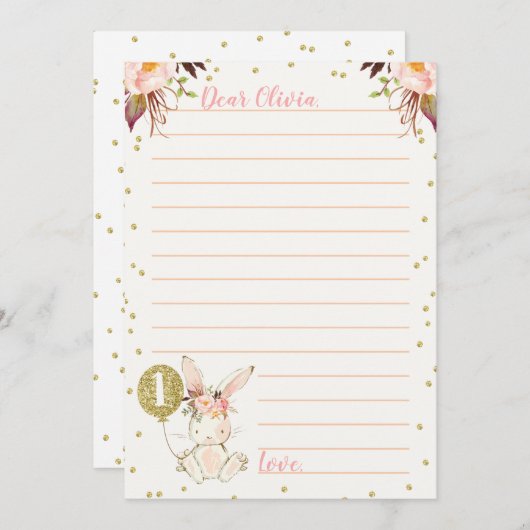 Bunny Gold ballon Theme Time Capsule Kaart (Voorkant / Achterkant)