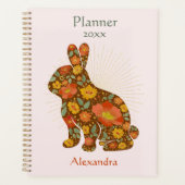 Bunny Gold Glitter Gepersonaliseerde Bloemen Planner (Voorkant)