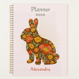Bunny Gold Glitter Gepersonaliseerde Bloemen Planner