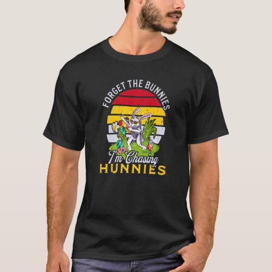 Bunny Graphic vergeet de Bunnies die ik achtervolg T-shirt (Voorkant)