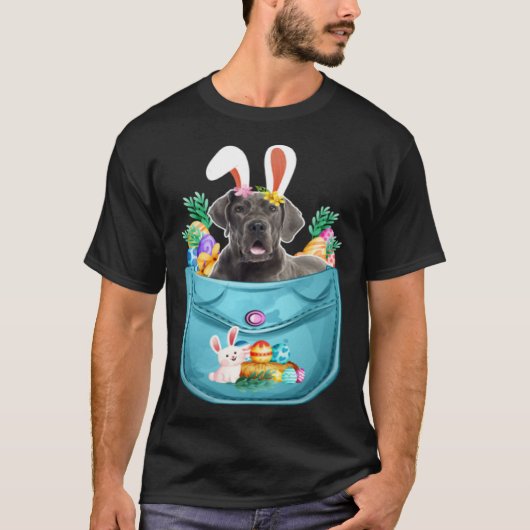 Bunny Great Dane In Pocket Easter Day Eggs Bunny D T-shirt (Voorkant)