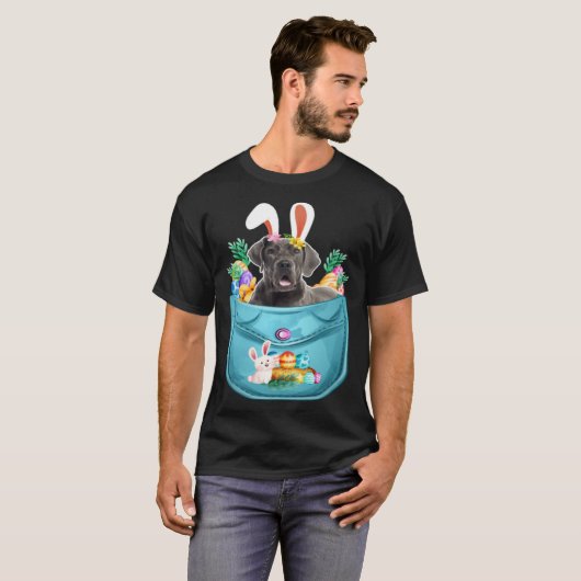 Bunny Great Dane In Pocket Easter Day Eggs Bunny D T-shirt (Voorkant volledig)