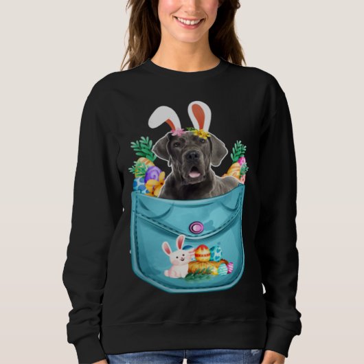 Bunny Great Dane In Pocket Easter Day Eggs Bunny D Trui (Voorkant)