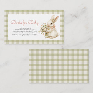 Bunny Green Gingham Baby shower Boeken voor Baby Informatiekaartje