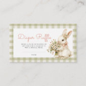 Bunny Green Gingham Baby shower Luier Raffle Informatiekaartje (Voorkant)