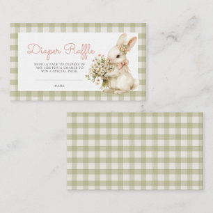 Bunny Green Gingham Baby shower Luier Raffle Informatiekaartje