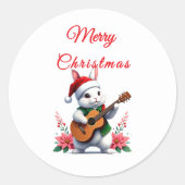 Bunny Guitar Merry Christmas Sticker (Voorkant)