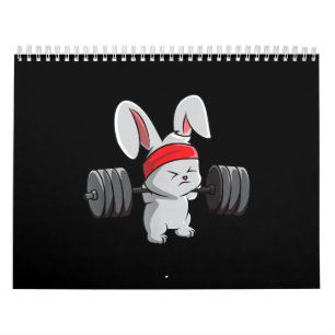 Bunny Gym Rabbit Ness Weightlift Funny Art Kalender