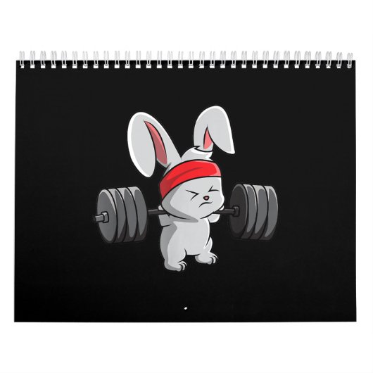 Bunny Gym Rabbit Ness Weightlift Funny Art Kalender (Hoes)