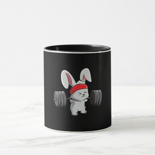 Bunny Gym Rabbit Ness Weightlift Funny Art Mok (Midden)