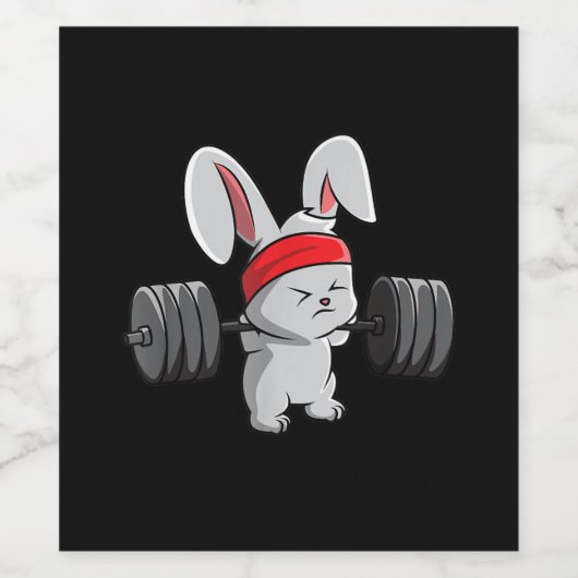 Bunny Gym Rabbit Ness Weightlift Funny Art Wijn Etiket (Enkel label)