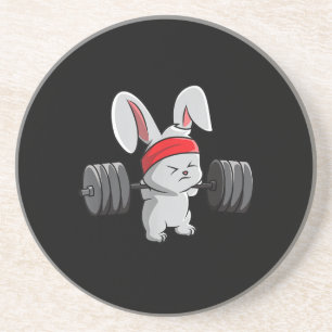Bunny Gym Rabbit Ness Weightlift Funny Art Zandsteen Onderzetter