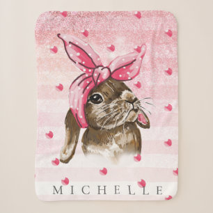 Bunny Hand geschilderde glitter Gepersonaliseerd Sherpa Deken