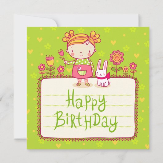 Bunny Happy Birthday Feestdagenkaart (Voorkant)