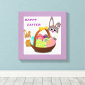 BUNNY "HAPPY EASTER" CANVAS AFDRUK (Insitu (Houten vloer))
