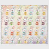 Bunny Happy Easter Day Pattern Wrapping Paper Cadeaupapier (Vlak)