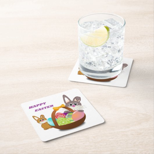 BUNNY "HAPPY EASTER" KARTONNEN ONDERZETTERS (Insitu)